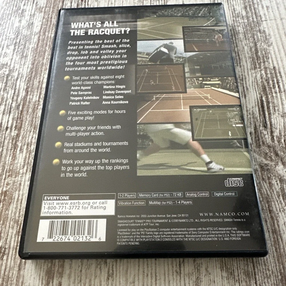 Smash Court Tennis: Pro Tournament (Sony PlayStation 2, 2002) PS2 +Manual